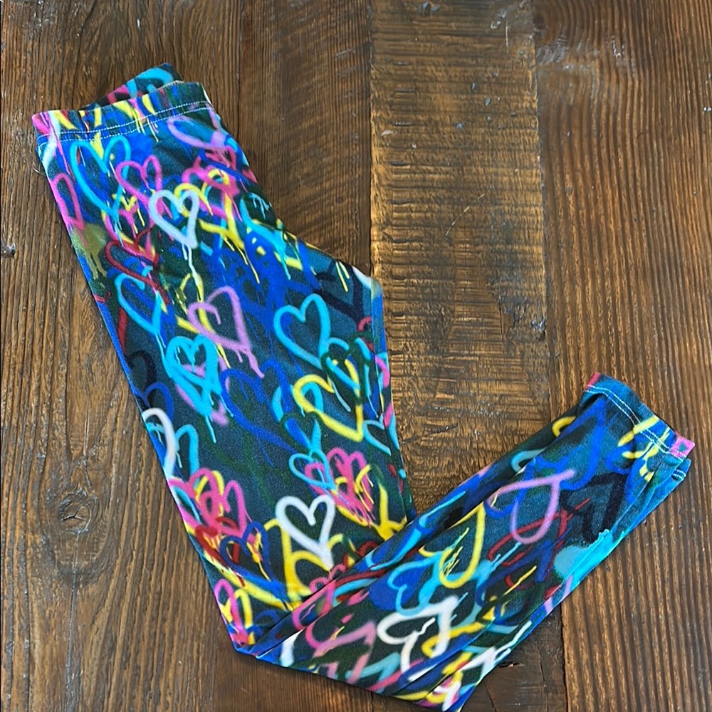 Colorful Heart Print Kids Leggings